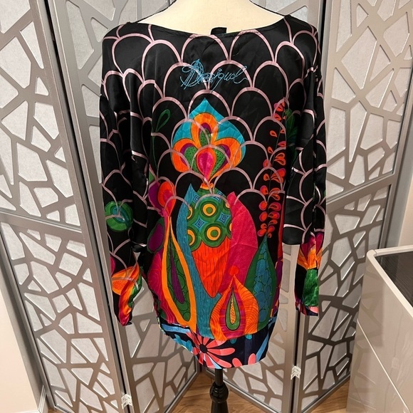 Desigual peacock print bat sleeve blouse - Picture 4 of 5